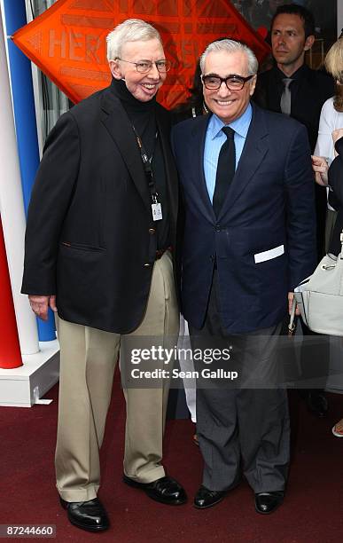 Film critic Roger Ebert and Director Martin Scorsese attend the Roger Ebert Conference Center Announcement held at the American Pavillion during the...