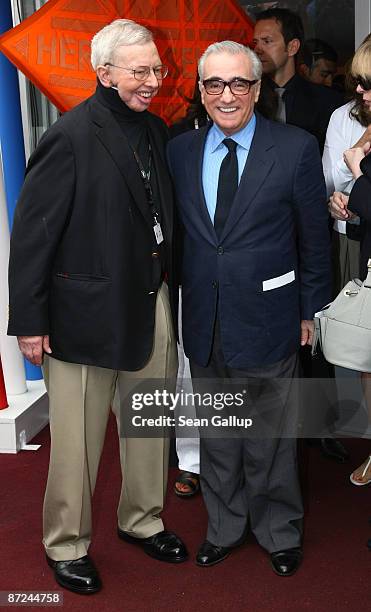 Film critic Roger Ebert and Director Martin Scorsese attend the Roger Ebert Conference Center Announcement held at the American Pavillion during the...