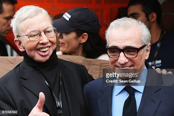 Film critic Roger Ebert and Director Martin Scorsese attend the Roger Ebert Conference Center Announcement held at the American Pavillion during the...