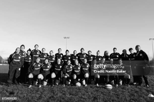 The team pose for a squad photograph during the second Women's Barbarians training session, on November 9, 2017 in Limerick, Ireland.