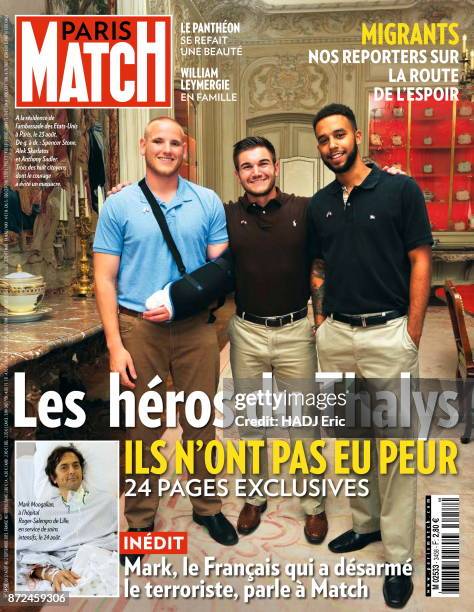 Cover of the Paris Match National No. 3458 of August 27, 2015: Paris, France, Sunday, August 23, 2015 --- The three young Americans who allowed to...