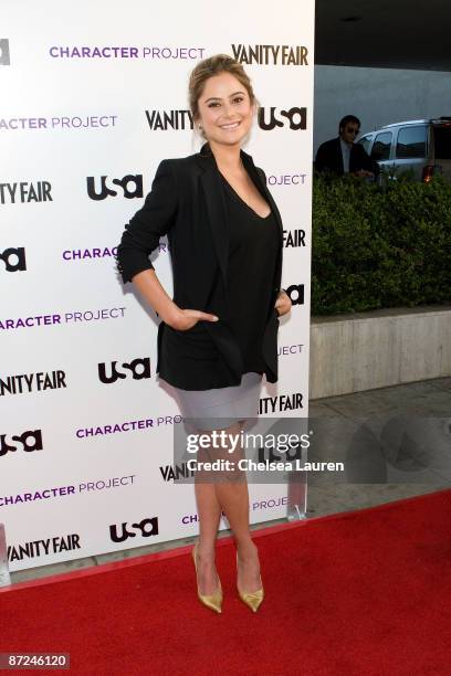 Actress Amanda Brooks arrives at the "American Character: A Photographic Journey" Exhibition Opening Celebration at Ace Gallery on May 14, 2009 in...