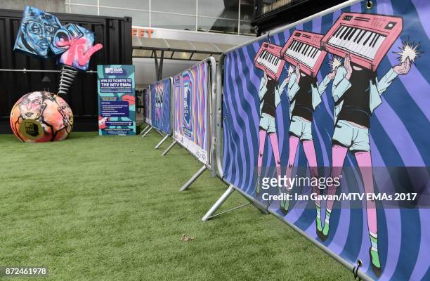 General view of the MTV statue at Boxpark, Shoreditch ahead of the MTV EMAs 2017 on November 9, 2017 in London, England. The MTV EMAs 2017 is held at...