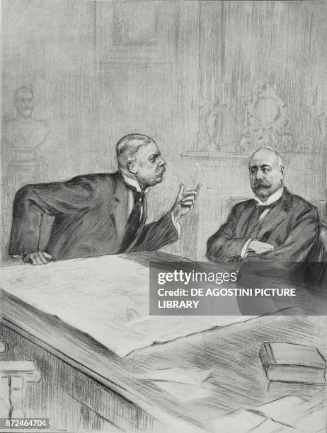 Diplomatic talk between German Prince Bernhard von Bulow and Italian Prime Minister Antonio Salandra trying to persuade Italy from intervening in the...