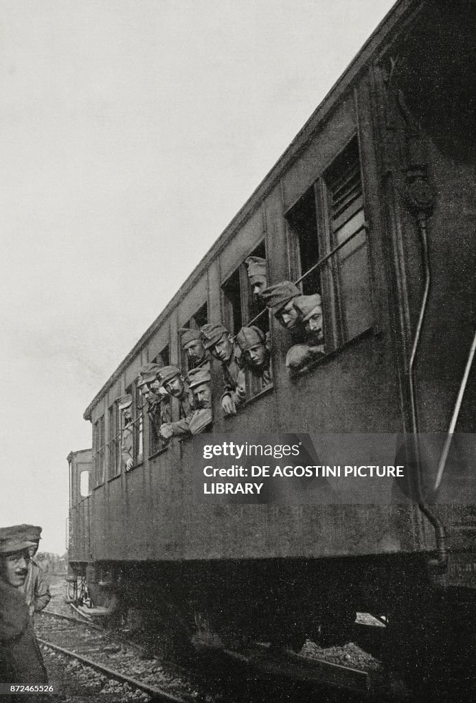 Railcar loaded with Austrian prisoners