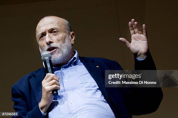 Carlo Petrini founder of Slow Food attends the Turin 2009 International Book Fair on May 15, 2009 in Turin, Italy. The International Book Fair of...