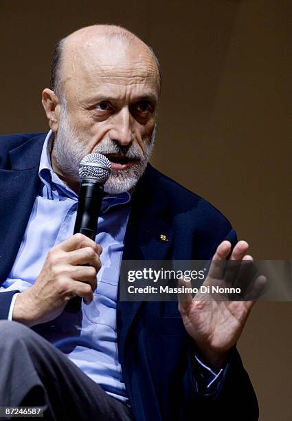 Carlo Petrini founder of Slow Food attends the Turin 2009 International Book Fair on May 15, 2009 in Turin, Italy. The International Book Fair of...