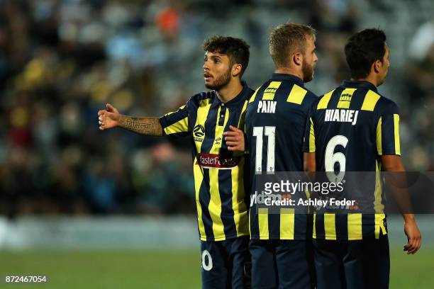 Daniel De Silva of the Mariners prepares to defend a free kick during the round six A-League match between the Central Coast Mariners and Sydney FC...