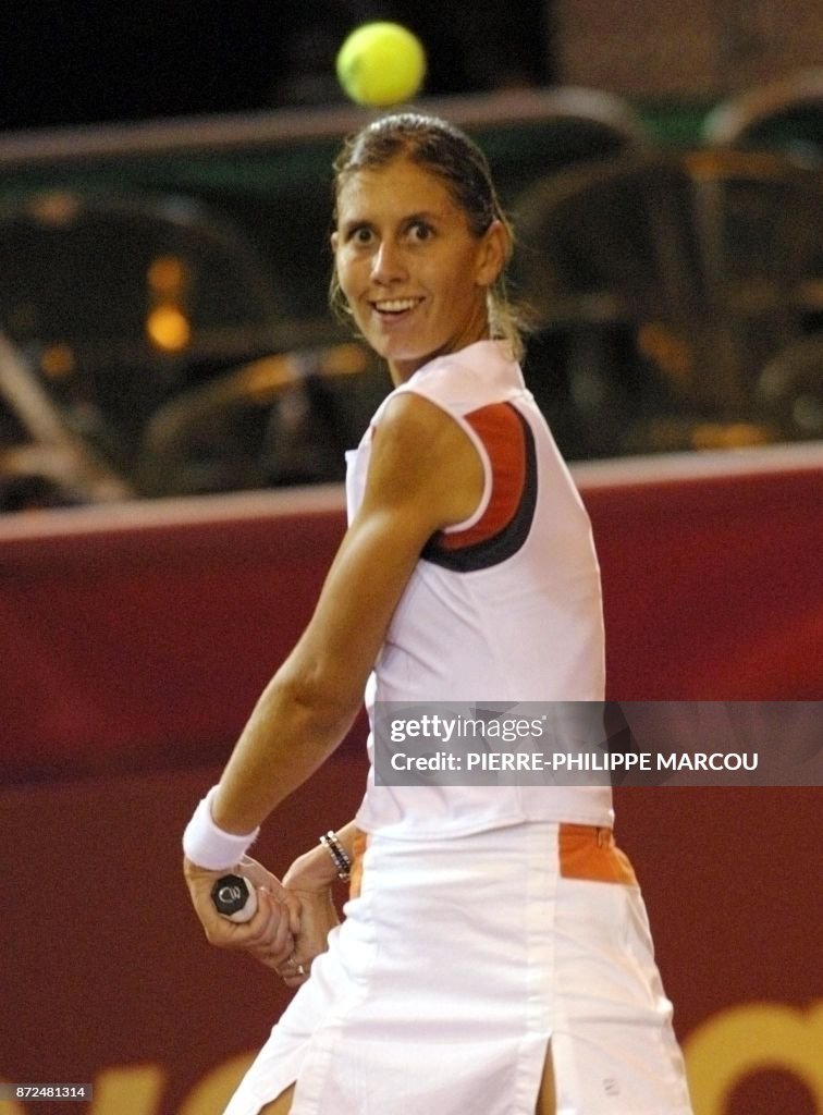 Argentinian Clarissa Fernandez eyes the ball for a return during her