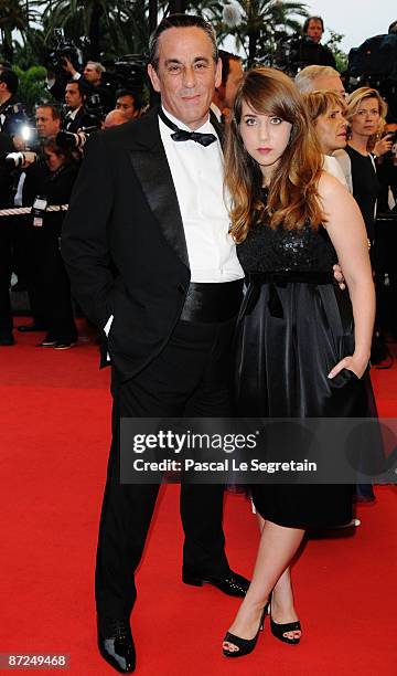 Presenter Thierry Ardisson and his daughter attend the Bright Star Premiere held at the Palais Des Festivals during the 62nd International Cannes...