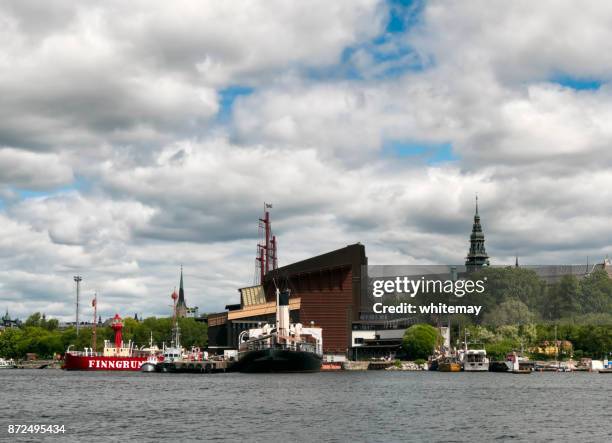 old boats outside the vasa museum, stockholm - vasa museum stock pictures, royalty-free photos & images