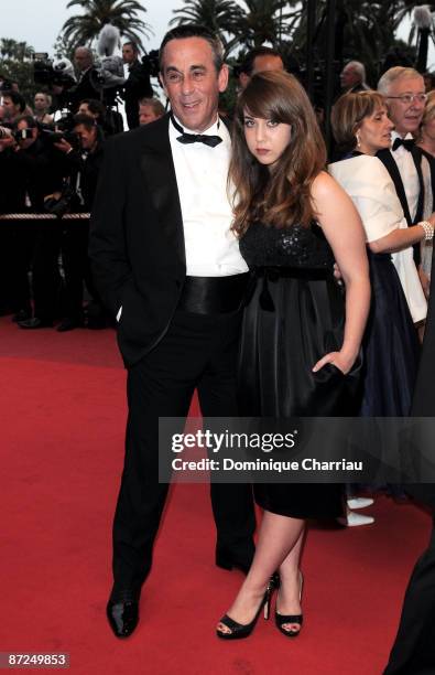 Presenter and producer Thierry Ardisson and guest attend the 'Bright Star' premiere at the Grand Theatre Lumiere during the 62nd Annual Cannes Film...