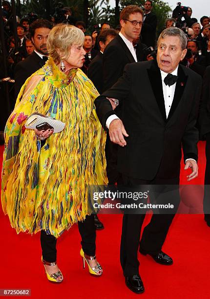 Yanou Collart and actor Jerry Lewis attend the Bright Star Premiere held at the Palais Des Festivals during the 62nd International Cannes Film...