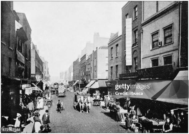 antique photograph of london: hoxton - hoxton london stock illustrations