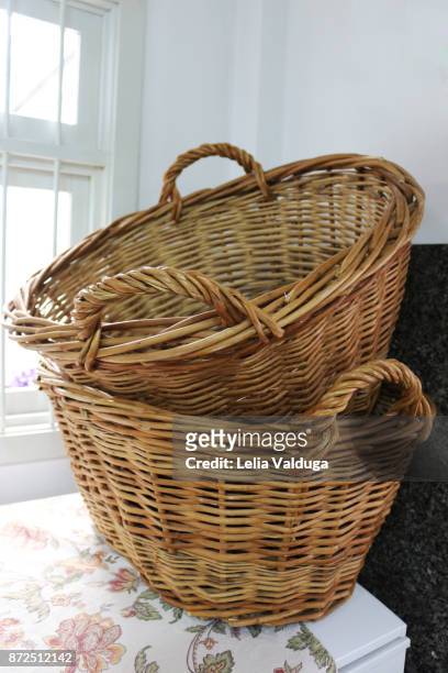 artisan baskets made of wicker. - wicker - fotografias e filmes do acervo
