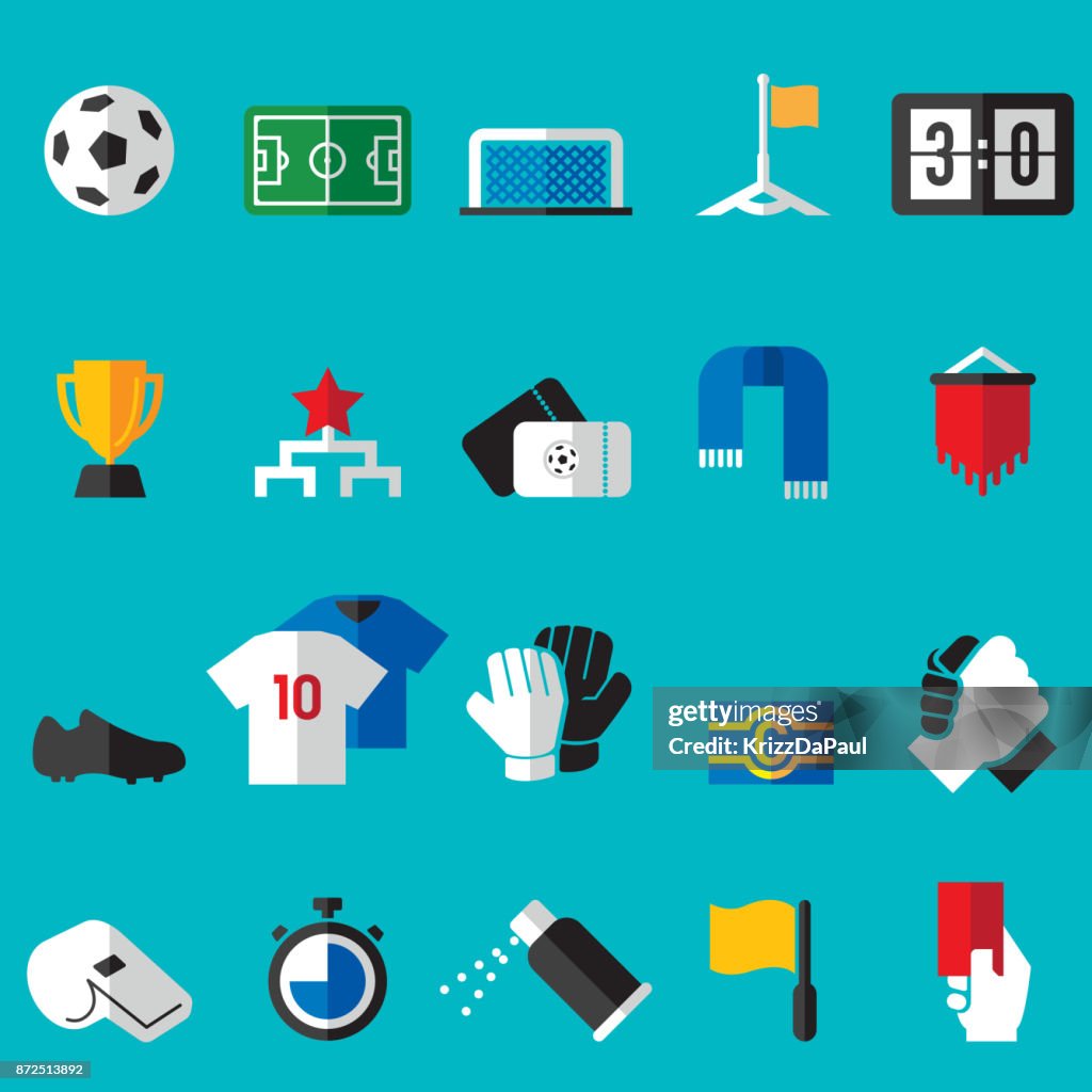 Voetbal plat pictogrammen