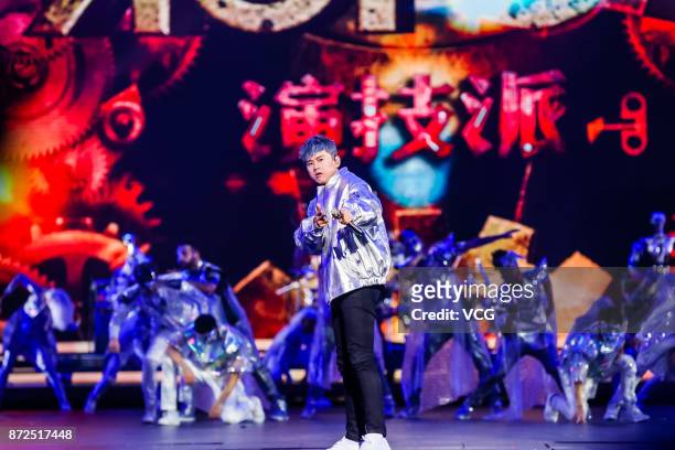 Singer Zhang Jie performs on the stage during 2017 Alibaba Singles' Day Global Shopping Festival gala at Mercedes-Benz Arena on November 10, 2017 in...