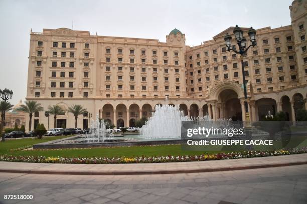 Picture taken on May 21 shows the Ritz-Carlton Hotel in the Saudi capital Riyadh. - Its chandelier-studded ballrooms hosted global business titans...