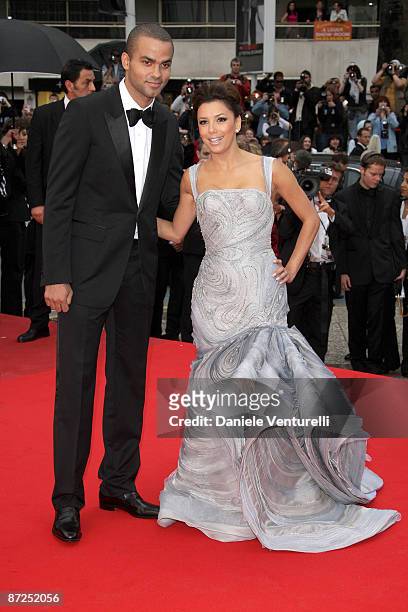 An Antonio Spurs' Guard Tony Parker and actress Eva Longoria Parker attend the 'Bright Star' Premiere at the Grand Theatre Lumiere during the 62nd...