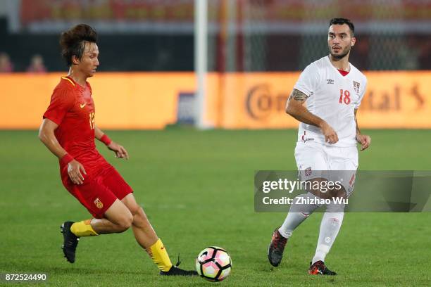 Ivan Obradovic of Serbia during International Friendly Football Match between China and Serbia at Tianhe Stadium on November 10, 2017 in Guangzhou,...