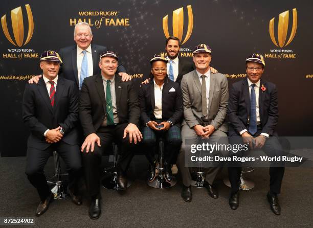 Felipe Contempomi, of Argentina, Bill Beaumont, chairman of World Rugby via Getty Images, Al Charron, Canada, Phaidra Knight, USA, Agustin Pichot,...