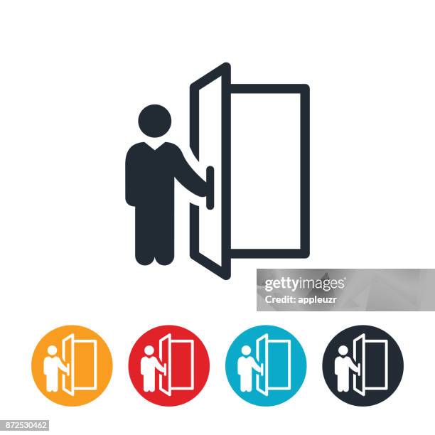 illustrazioni stock, clip art, cartoni animati e icone di tendenza di icona del portiere - ingresso