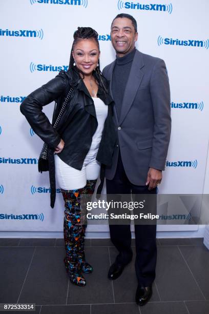 Chante Moore and Director of Programing for Holiday Soul B.K. Kirkland visits SiriusXM Studios on November 9, 2017 in New York City.