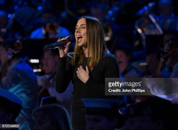Melanie C preforms during a rehearsal for her performance at The Royal British Legion's Festival of Remembrance at Royal Albert Hall on November 10,...