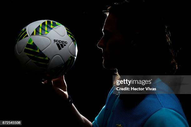 Jackson Irvine of Australia poses during an exclusive portrait session at Hilton Hotel ahead of the leg 1 of FIFA World Cup Qualifier Playoff against...