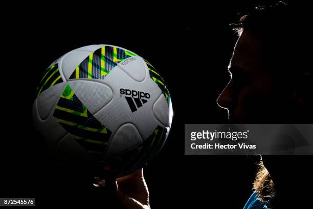 Jackson Irvine of Australia poses during an exclusive portrait session at Hilton Hotel ahead of the leg 1 of FIFA World Cup Qualifier Playoff against...
