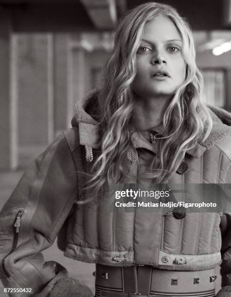 Model Nathalia O poses at a fashion shoot for Madame Figaro on September 19, 2017 in Paris, France. All . MANDATORY CAPTION: Photo courtesy of Cité...