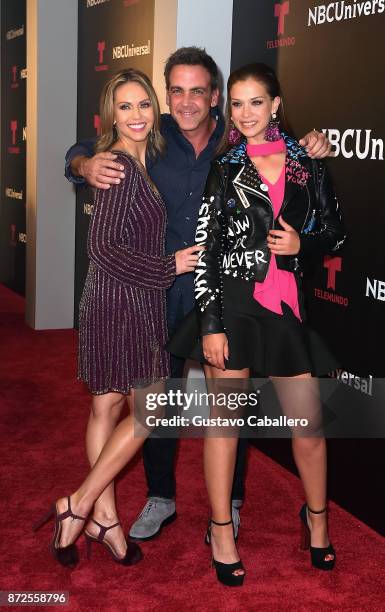 Jessica Carrillo, Carlos Ponce and Carolina Miranda at Fontainebleau Hotel on November 9, 2017 in Miami Beach, Florida.