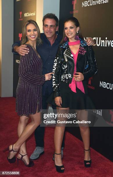 Jessica Carrillo, Carlos Ponce and Carolina Miranda at Fontainebleau Hotel on November 9, 2017 in Miami Beach, Florida.