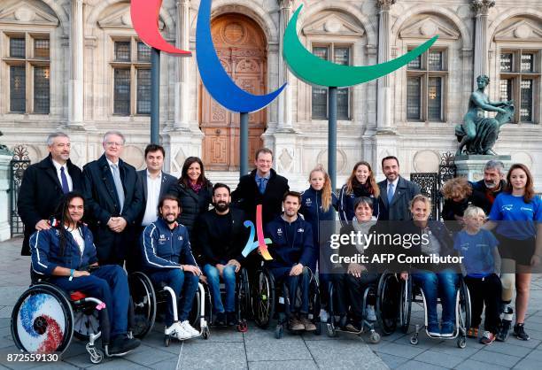 Mayor of Paris Anne Hidalgo , President of the International Paralympic Committee Andrew Parsons and of Brazil, Paris 2024 bid co-chair Bernard...