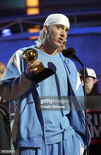 Eminem accepting his GRAMMY for Best Rap Album