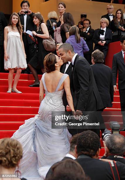 Actress Eva Longoria Parker and San Antonio Spurs' Guard Tony Parker attend the 'Bright Star' Premiere at the Grand Theatre Lumiere during the 62nd...