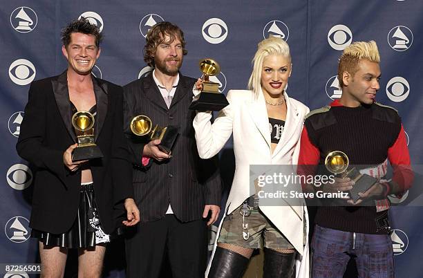 No Doubt takes the GRAMMY for Best Pop Performance by a Duo or Group with Vocal for "Hey Baby".