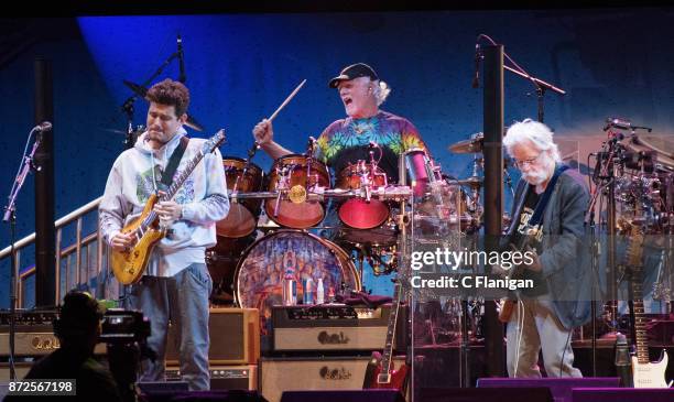 John Mayer, Bill Kreutzmann and Bob Weir of Dead and Company perform during the Band Together Bay Area Benefit Concert at AT&T Park on November 9,...