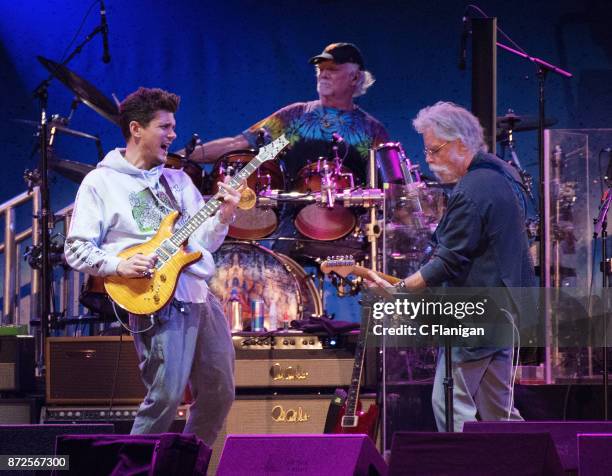 John Mayer, Bill Kreutzmann and Bob Weir of Dead and Company perform during the Band Together Bay Area Benefit Concert at AT&T Park on November 9,...