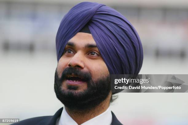 Cricket: Nat West Series 2002 Sri Lanka v India at Edgbaston NAVJOT SINGH SIDHU / FORMER INDIAN TEST CRICKETER TURNED BROADCASTER