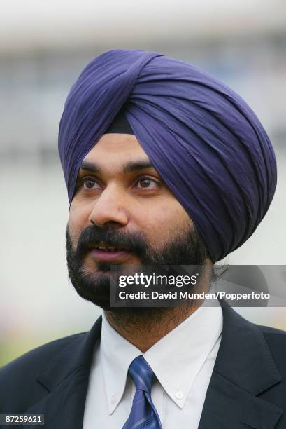 Cricket: Nat West Series 2002 Sri Lanka v India at Edgbaston NAVJOT SINGH SIDHU / FORMER INDIAN TEST CRICKETER TURNED BROADCASTER