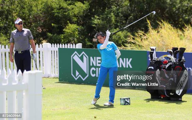 Ian Poulter of England takes part in the Bad Coaching televised event ahead of the Nedbank Golf Challenge at Gary Player CC on November 7, 2017 in...