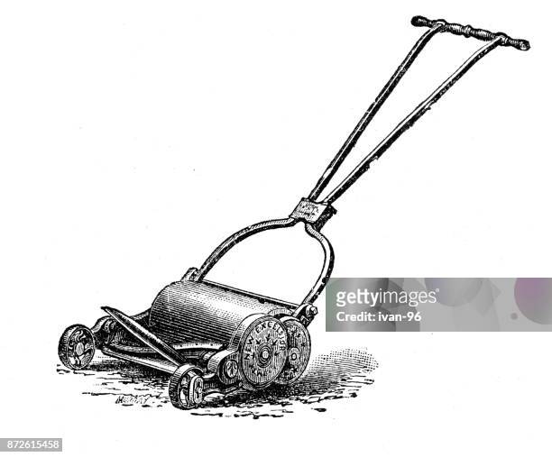 lawn mower - push mower stock illustrations