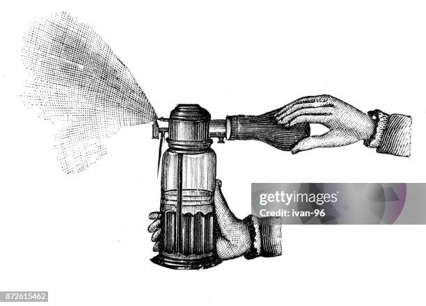 spraying - spray bottle stock illustrations