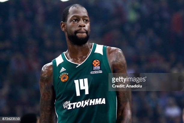 James Gist of Panathinaikos Superfoods reacts during the Turkish Airlines Euroleague basketball match between Panathinaikos Superfoods and Olympiacos...