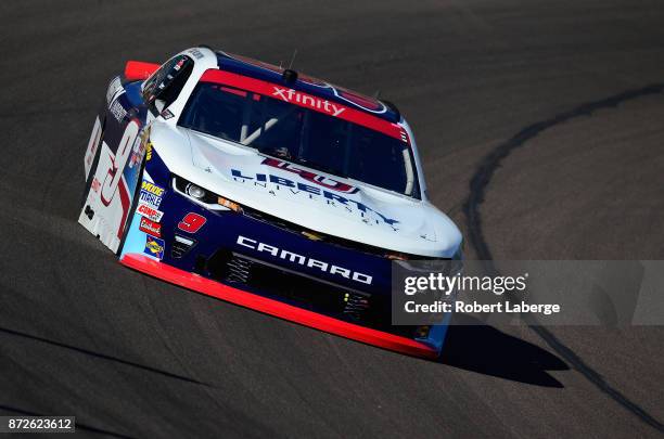 William Byron, driver of the Liberty University Chevrolet, drives during practice for the NASCAR XFINITY series Ticket Galaxy 200 at Phoenix...