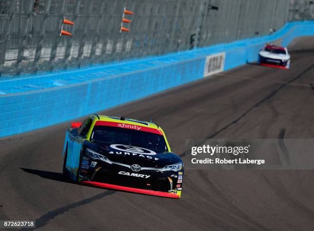 Matt Tifft, driver of the Surface Sunscreen/Fanatics Toyota, drives during practice for the NASCAR XFINITY series Ticket Galaxy 200 at Phoenix...