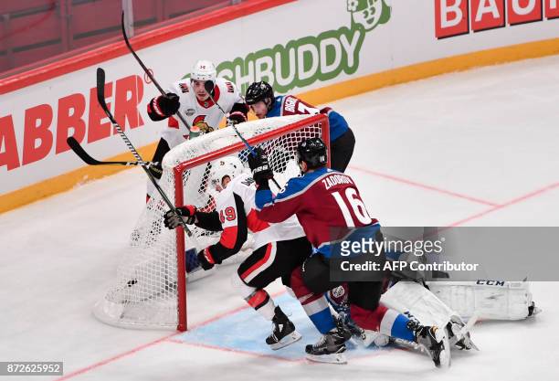 Ottawa Senators Christopher DiDomenico scores 2-3 in the second period of the NHL Global Series hockey game between Colorado Avalanche and Ottawa...