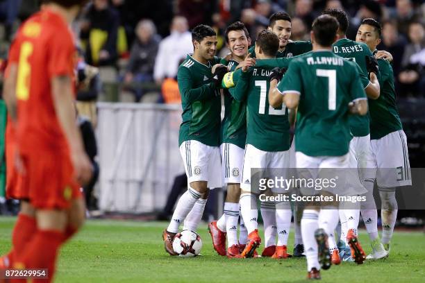 Hirving Lozano of Mexico celebrates 2-2 with Giovanni Dos Santos of Mexico, Andres Guardado of Mexico, Diego Reyes of Mexico, Miguel Layun of Mexico...