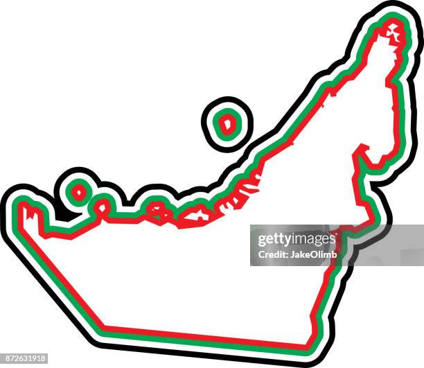 united arab emirates outline - united arab emirates flag map stock illustrations